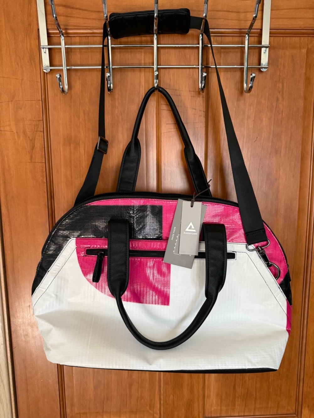 RAREFORM BRAND Pink & White Dome Tote Bag with Computer pouch with Black Accents